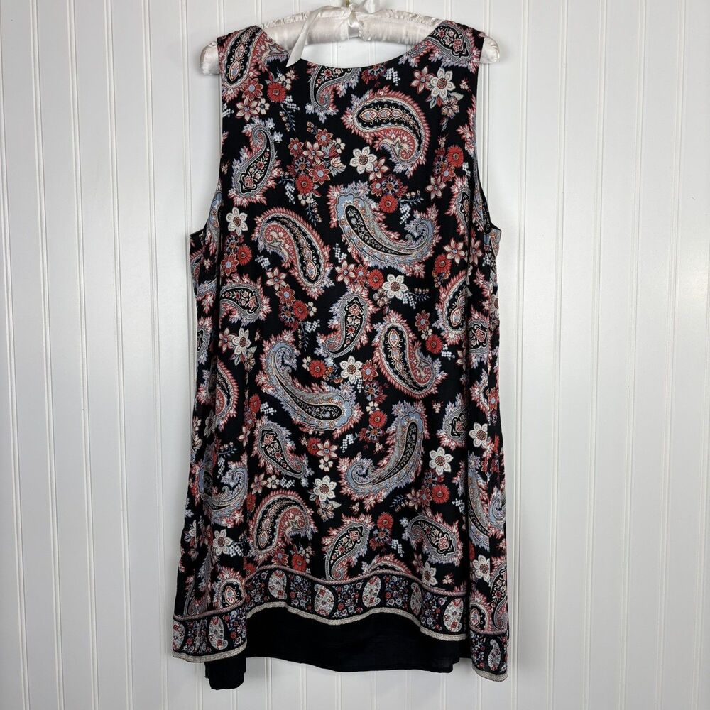J. Jill Womens Black Floral Paisley Dress Sz L Lightweight Summer Preppy Boho - Picture 1 of 13